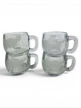 Nescafe World Map Glass Mugs Set of 4